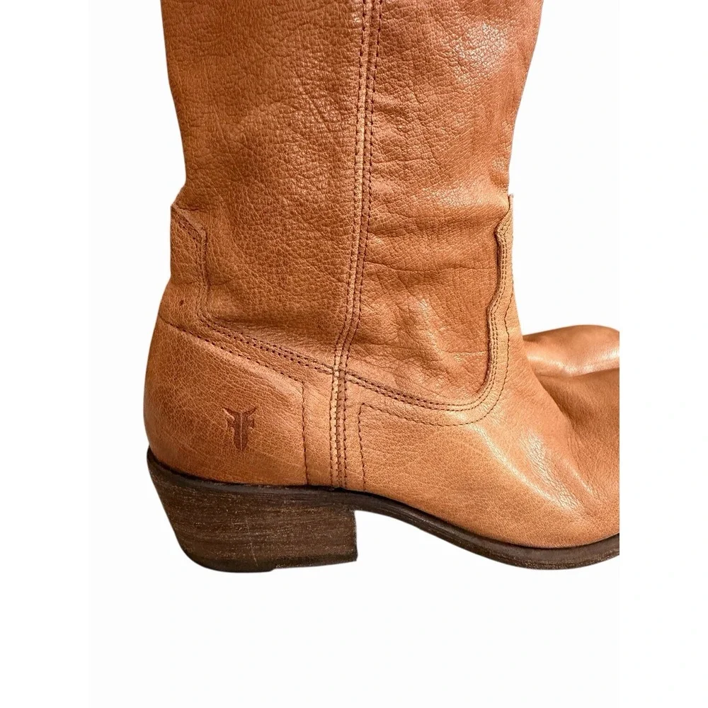 Frye Carson Mid-Calf Leather Boots Tan #77687‎ Women's Size 7.5B